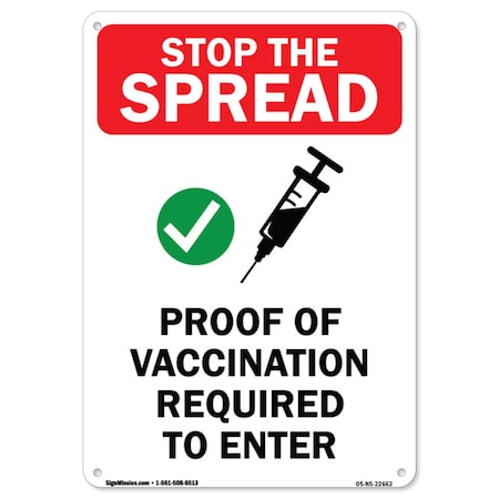 Public Safety Sign Stop The Spread Proof Of Vaccination Required To Enter 24in X 18in Rigid Plastic